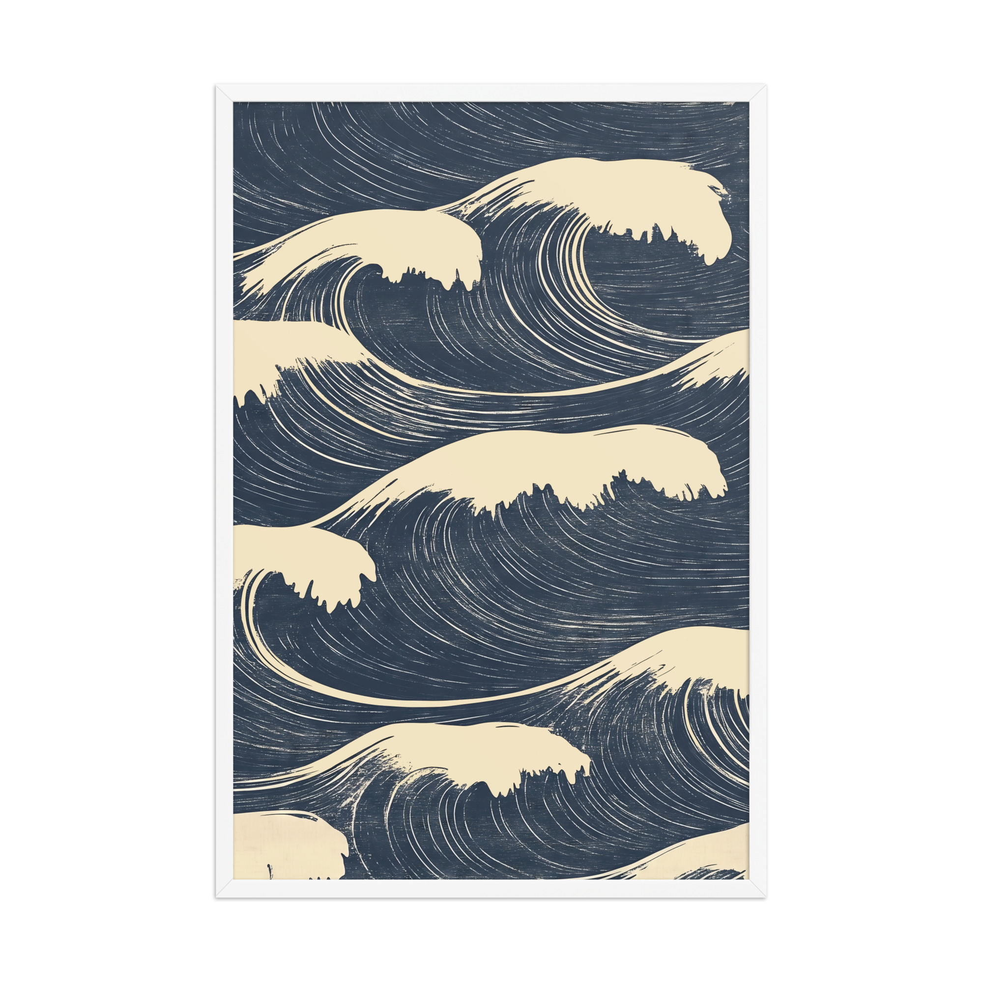 enhanced-matte-paper-framed-poster-in-white-24x36-front-68f9f16a70e22.jpg Edo Waves – Bold Indigo Ukiyo-e Ocean Pattern Wall Art – Framed Poster - Image 21
