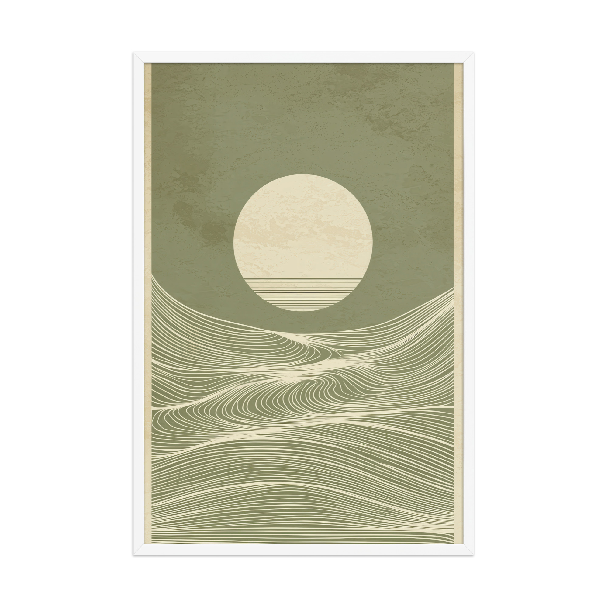 enhanced-matte-paper-framed-poster-in-white-24x36-front-68f9f96705ea5.jpg Calm Currents and Rising Light — Minimalist Sun With Landscape Lines Wall Art — Framed Poster - Image 18