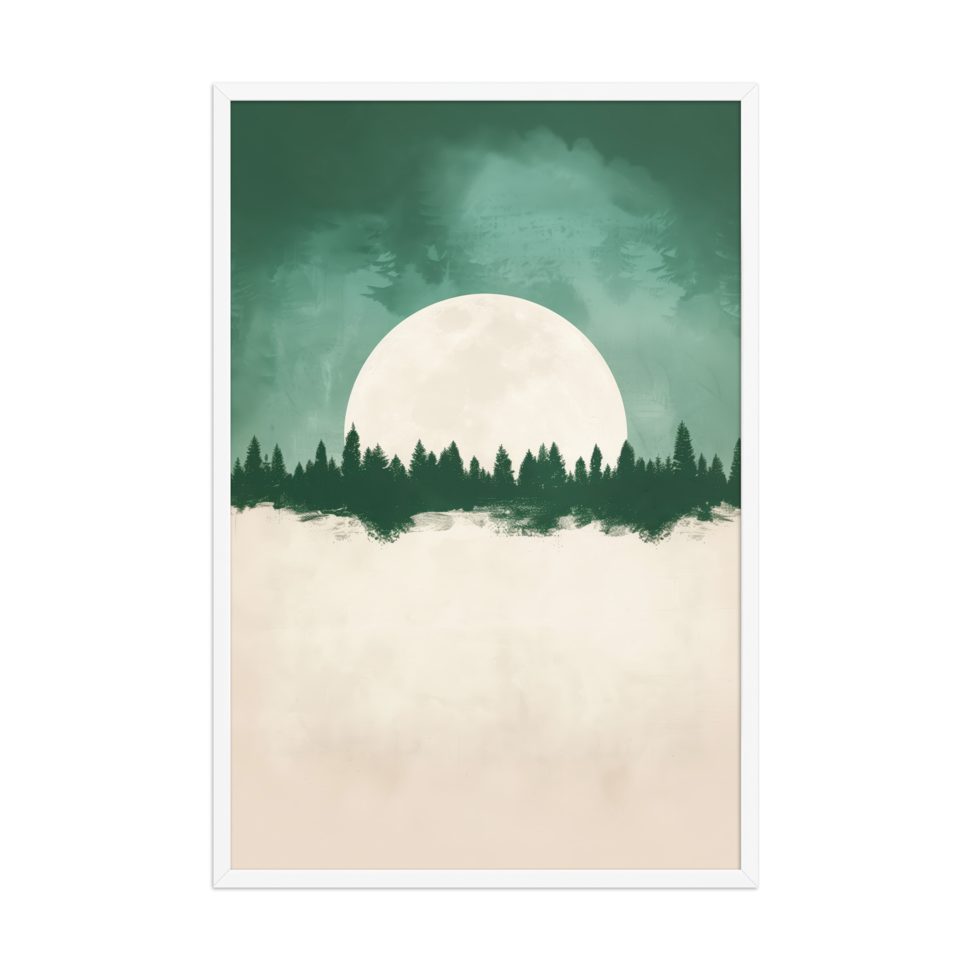 enhanced-matte-paper-framed-poster-in-white-24x36-front-68f9fe4f65411.jpg Forest Glow Under a Full Moon — Minimal Landscape Wall Decor — Framed Poster - Image 21