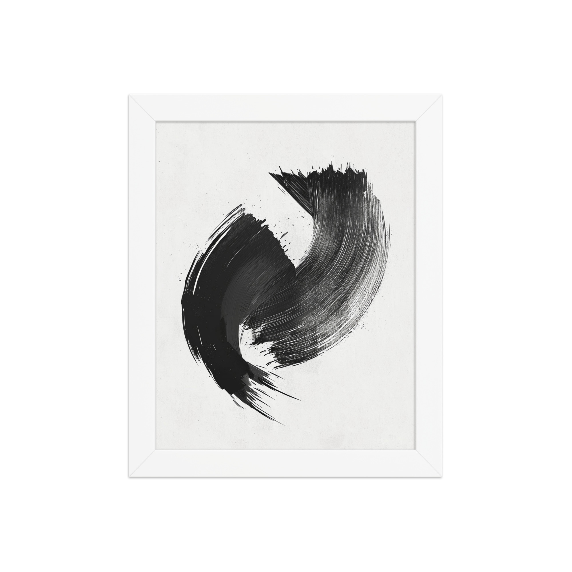 enhanced-matte-paper-framed-poster-in-white-8x10-front-68f88ea6d3d91.jpg Brushstroke Swirl — Zen Sumi-e Ink Abstract Wall Decor — Framed Poster - Image 13
