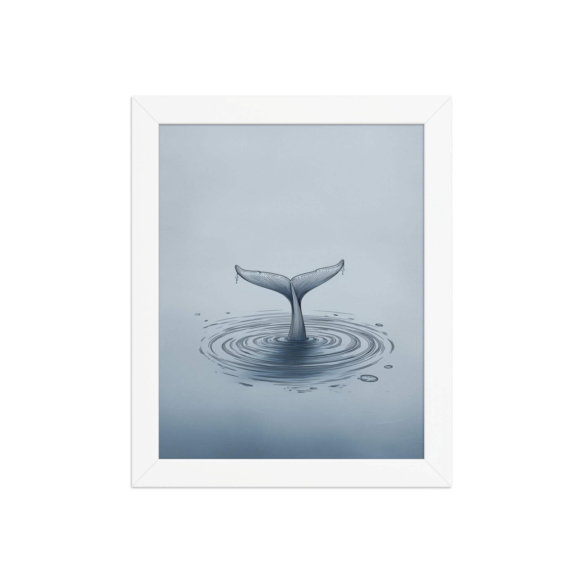 enhanced-matte-paper-framed-poster-in-white-8x10-front-68f8b841e1e14.jpg Ripple Beneath – Whale Tail Surfacing Minimal Ocean Wall Art in Cool Blues — Framed Poster - Image 17