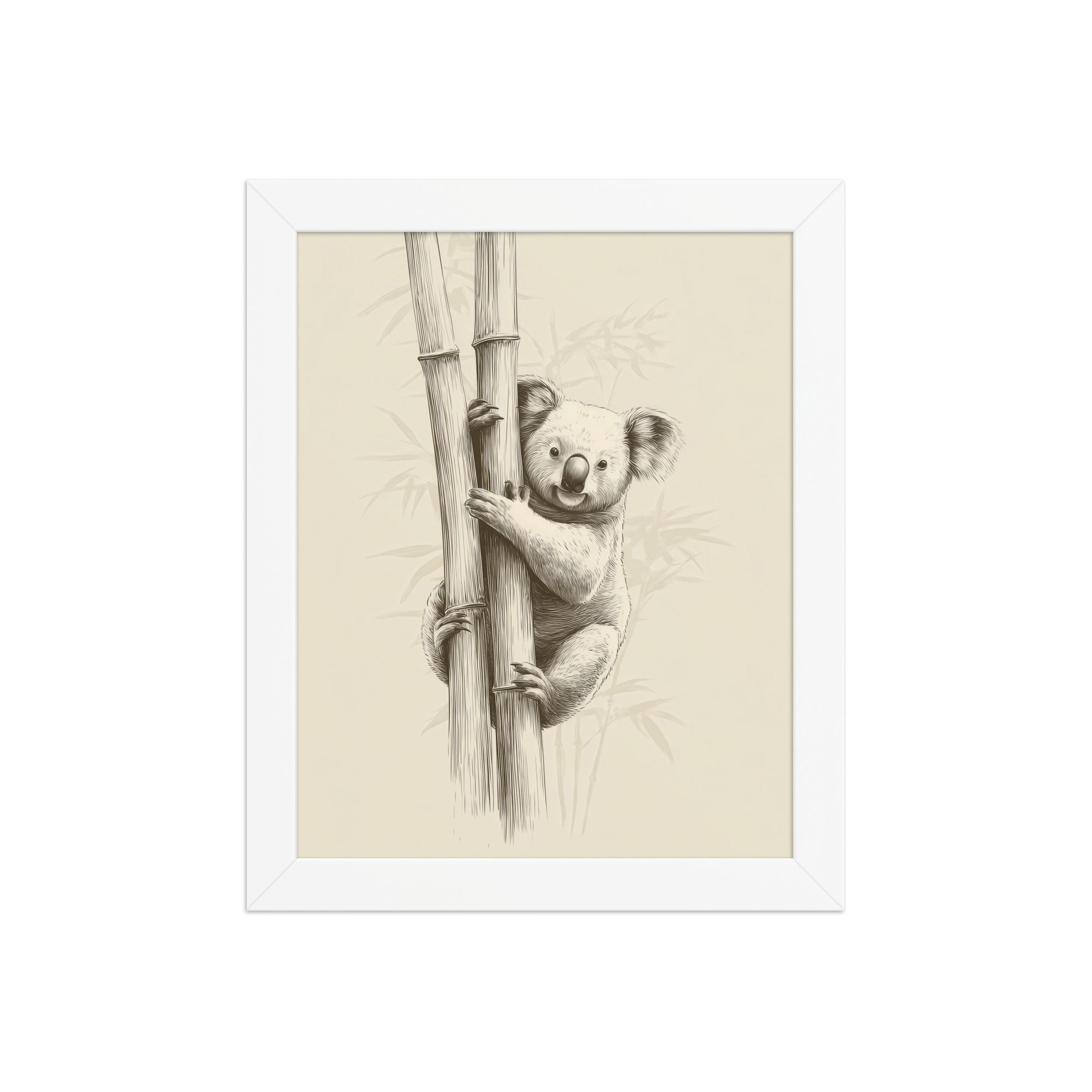 enhanced-matte-paper-framed-poster-in-white-8x10-front-68f8bef3125d9.jpg Koala Bamboo I — Koala Illustration in Warm Neutrals Wall Decor — Framed Poster - Image 17