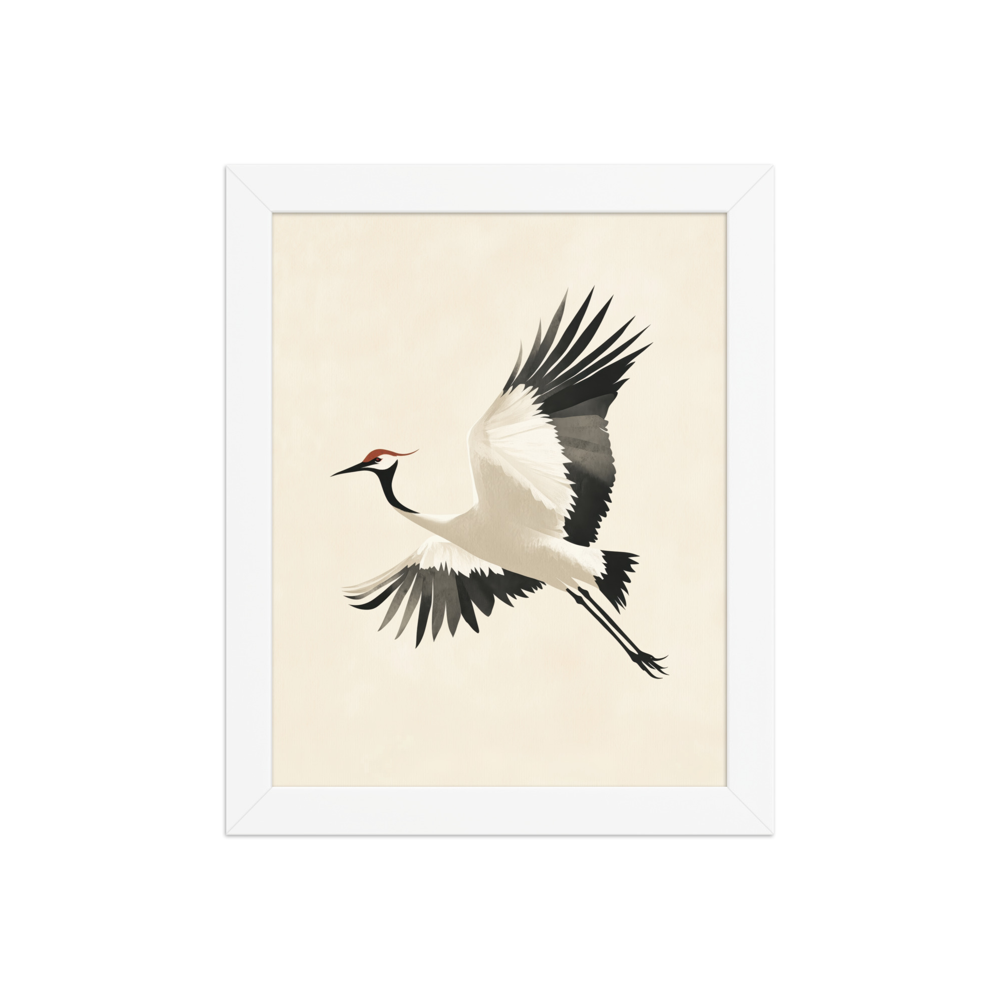 enhanced-matte-paper-framed-poster-in-white-8x10-front-68f90047ca16a.jpg Graceful Crane in Flight — Red-Crowned Flying Crane Wall Art — Framed Poster - Image 17