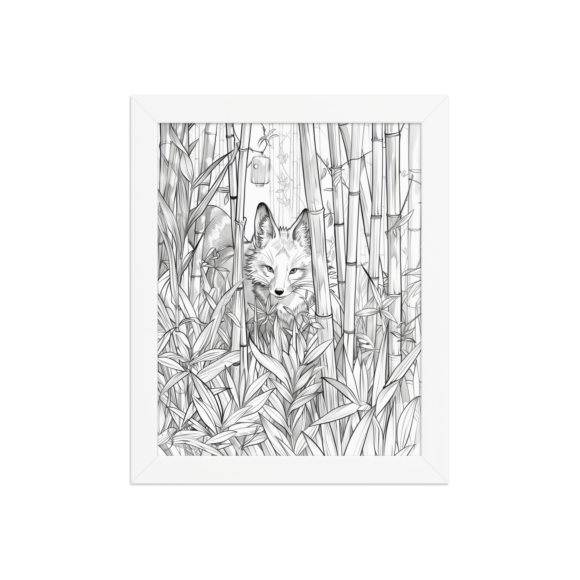 enhanced-matte-paper-framed-poster-in-white-8x10-front-68f903bc15e70.jpg Fox Spirit in Bamboo Forest — Fox Among Bamboo Wall Decor — Framed Poster - Image 17