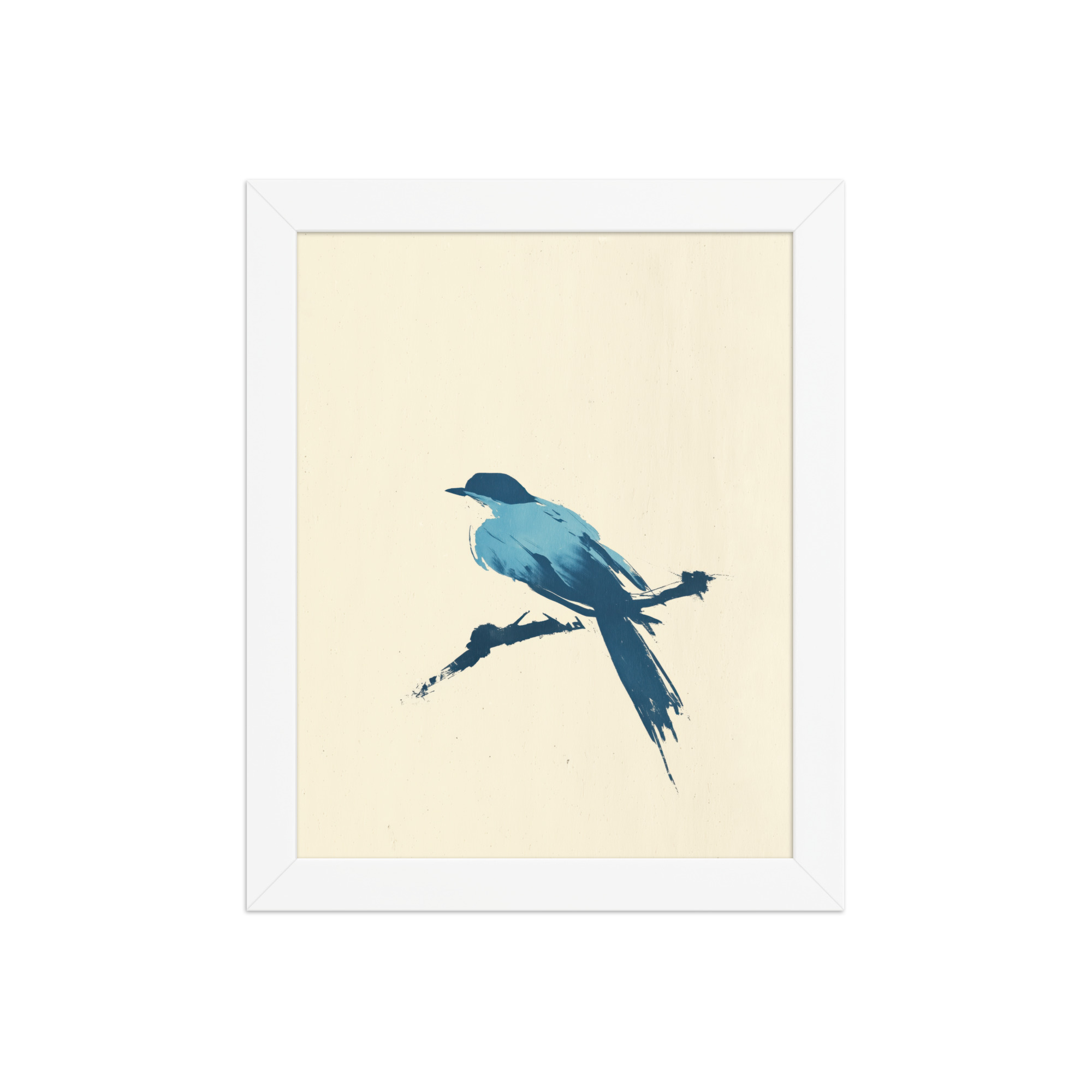 enhanced-matte-paper-framed-poster-in-white-8x10-front-68f906d59224d.jpg Bluebird Perch — Minimal Brush Bird on Branch Wall Decor — Framed Poster - Image 17