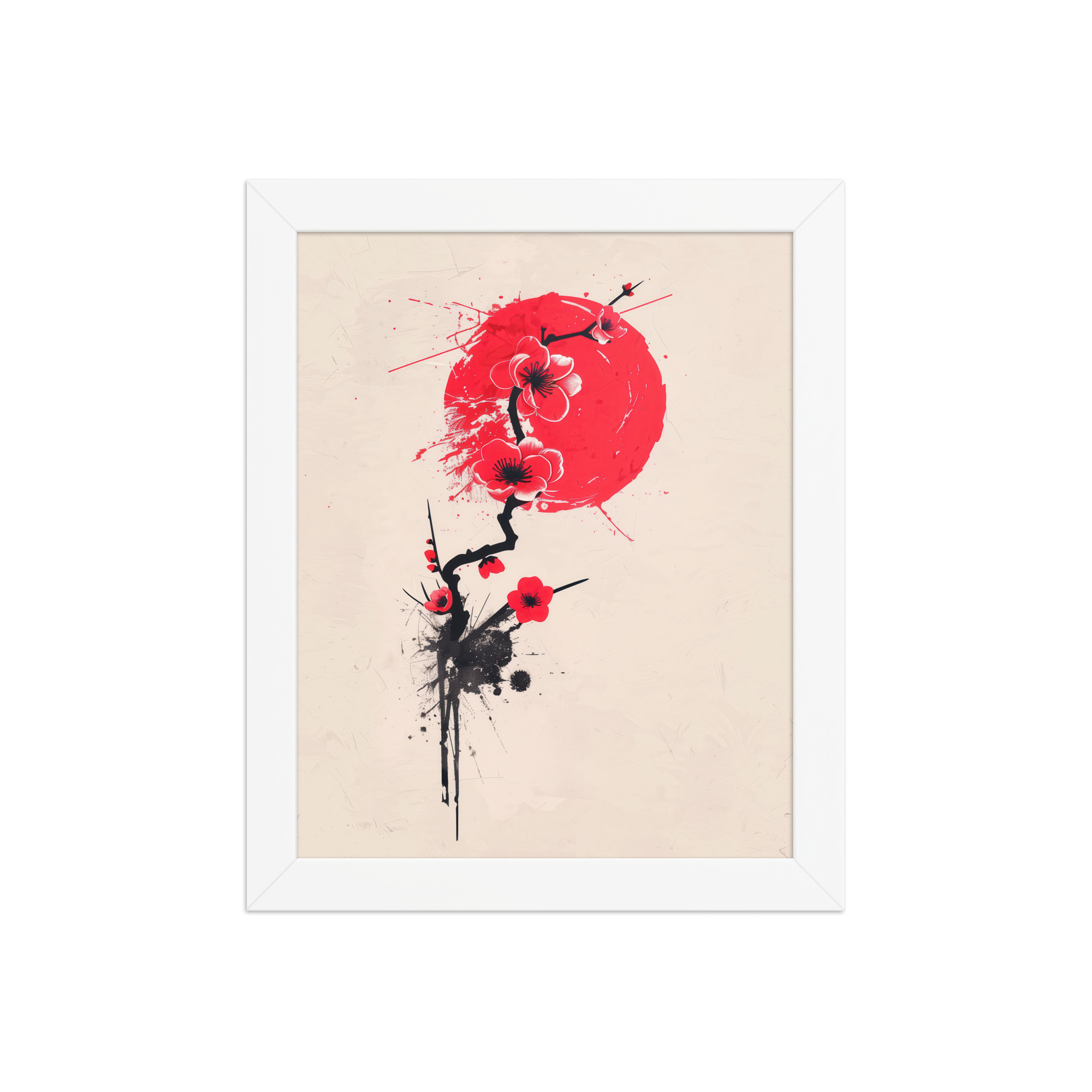 enhanced-matte-paper-framed-poster-in-white-8x10-front-68f91b7047f58.jpg Crimson Blossoms — Calligraphy Cherry Branch Japandi Wall Art — Framed Poster - Image 17