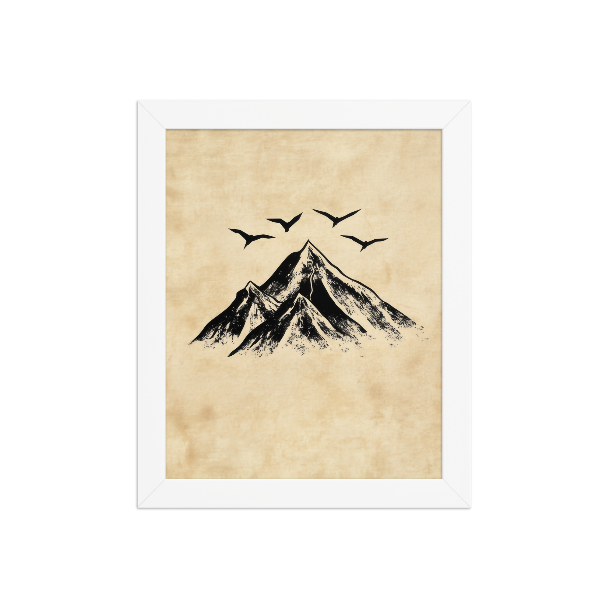 enhanced-matte-paper-framed-poster-in-white-8x10-front-68f91cab2ca58.jpg Four Peaks in Ink — Mountain Landscape Wall Art — Framed Poster - Image 13