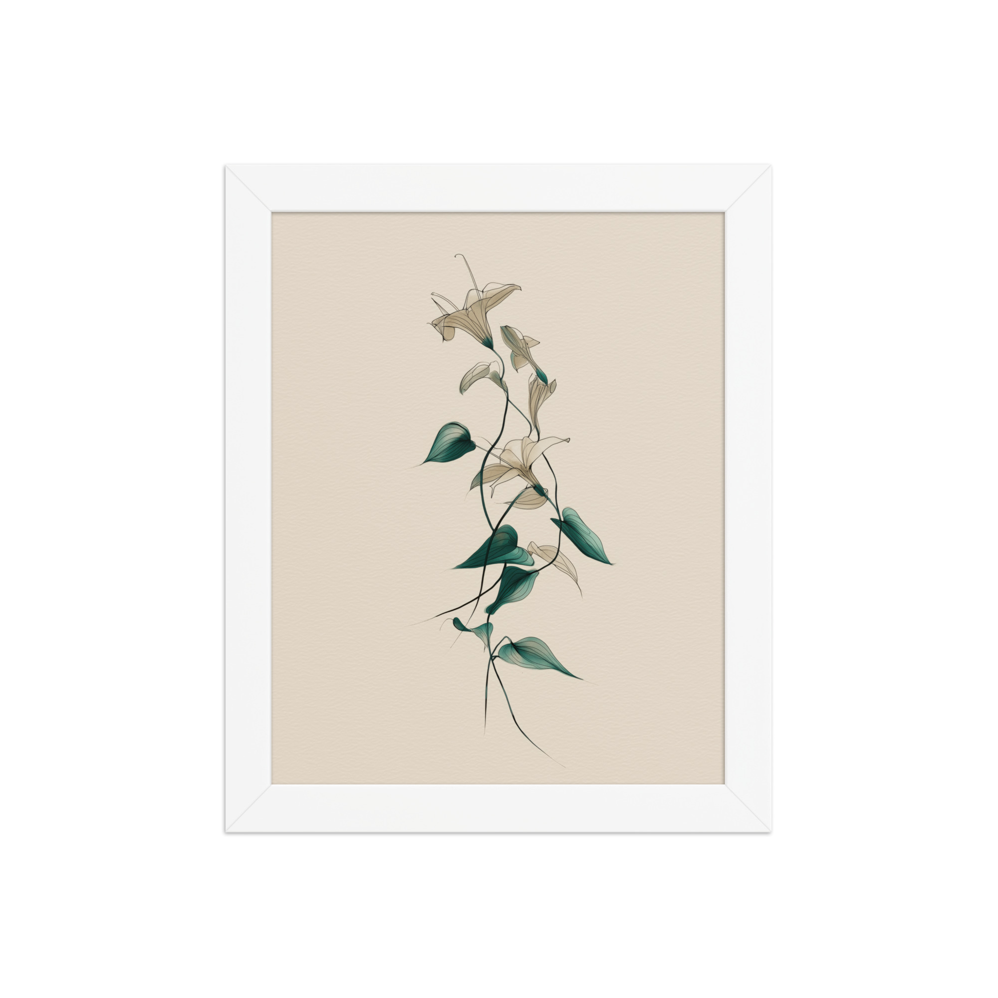 enhanced-matte-paper-framed-poster-in-white-8x10-front-68f91e0a484b9.jpg Lily Flow — Japandi Floral Line-Art Decor Lilies — Framed Poster - Image 17