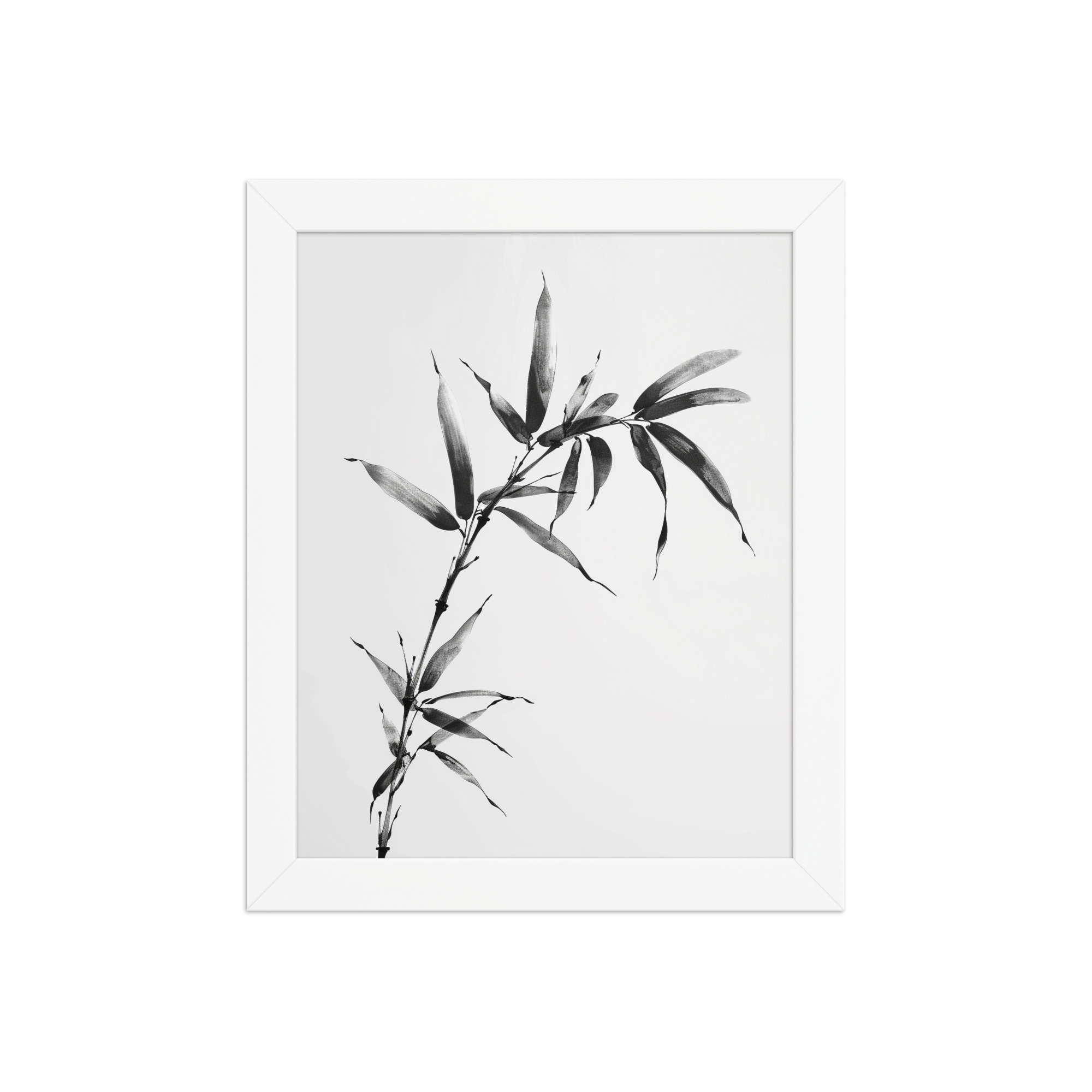 enhanced-matte-paper-framed-poster-in-white-8x10-front-68f921a9995ec.jpg Minimalist Bamboo — Sumi-e Black Ink Wall Art — Framed Poster - Image 13