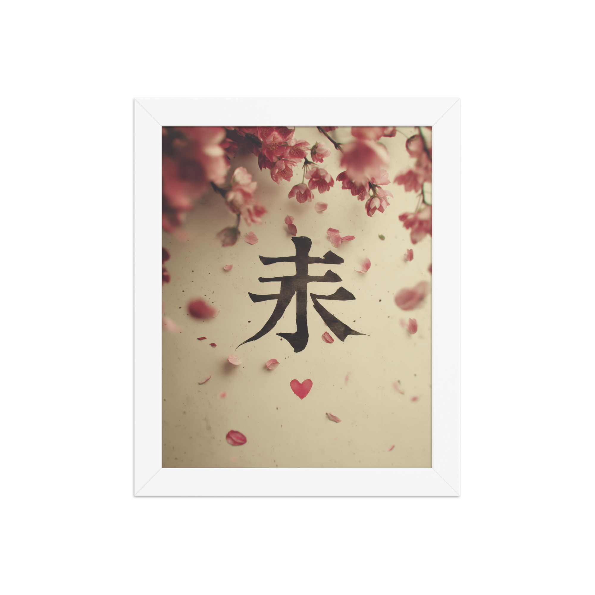 enhanced-matte-paper-framed-poster-in-white-8x10-front-68f9d29a6553a.jpg Sakura Love — Cherry Blossom, Japanese Calligraphy Wall Decor — Framed Poster - Image 17