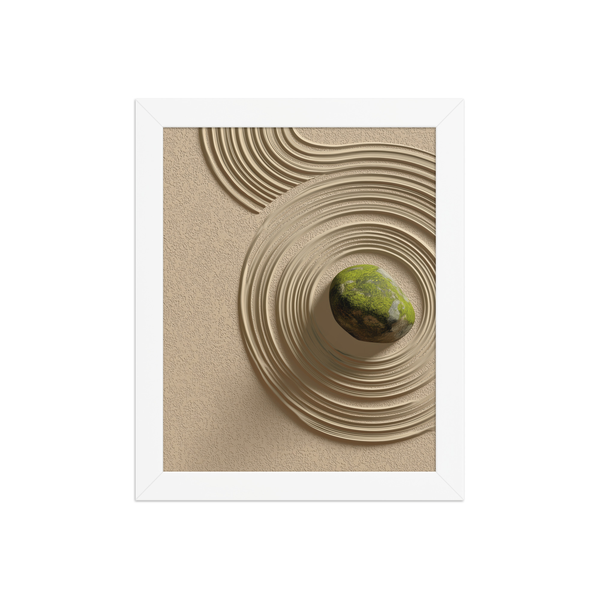 enhanced-matte-paper-framed-poster-in-white-8x10-front-68f9e5b7c7bcb.jpg Zen Garden Harmony – Moss Stone I Minimal Wall Art – Framed Poster - Image 15