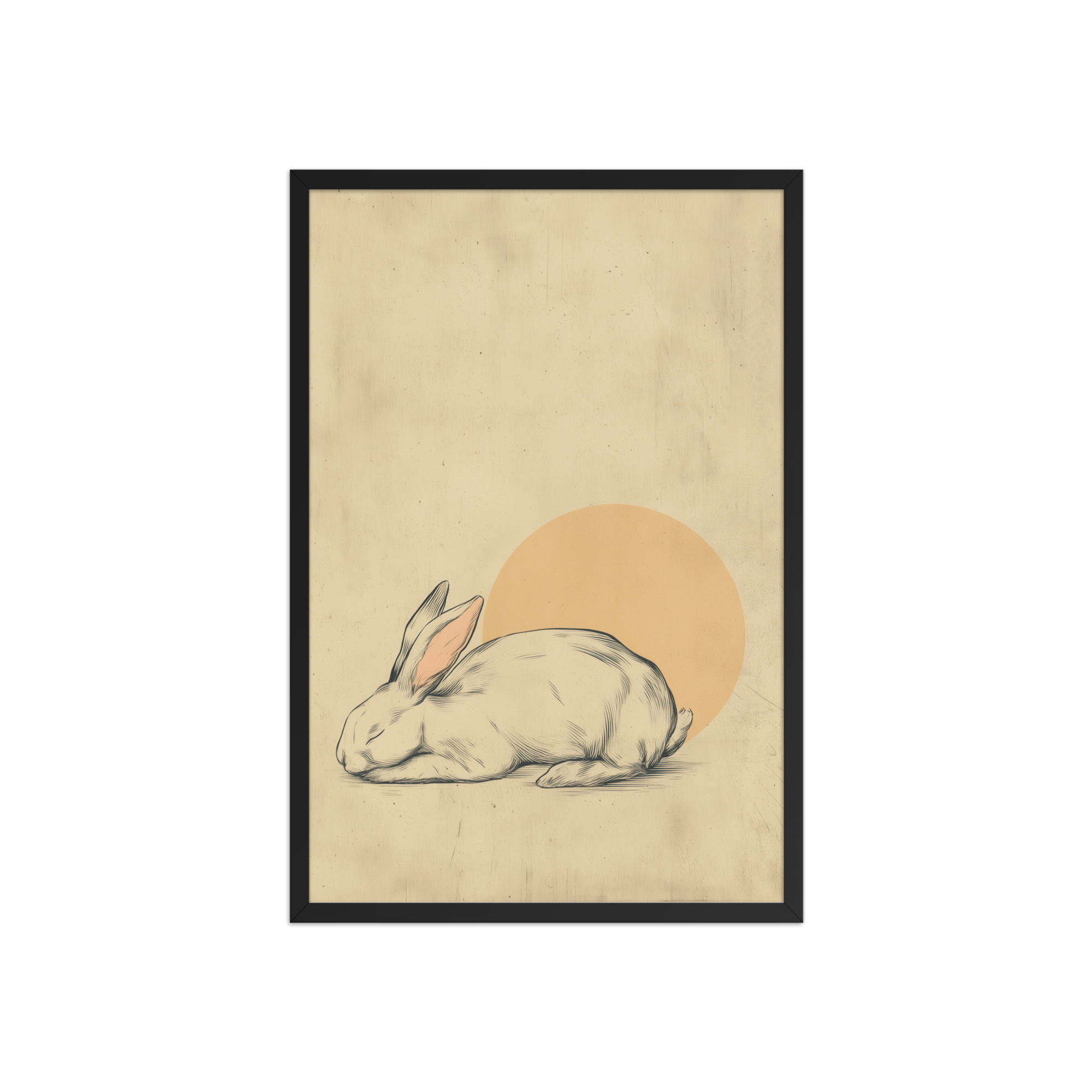 enhanced-matte-paper-framed-poster-in-black-20x30-front-690892c249674.jpg Zen Rabbit — Minimalist Rabbit with Rising Sun Wall Decor — Framed Poster - Image 21